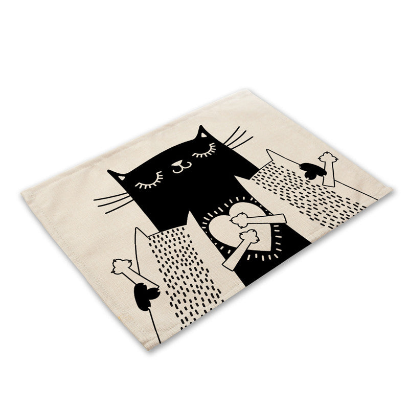 Whisker Wonder: Creative Cat Print Cotton and Linen Western Placemat