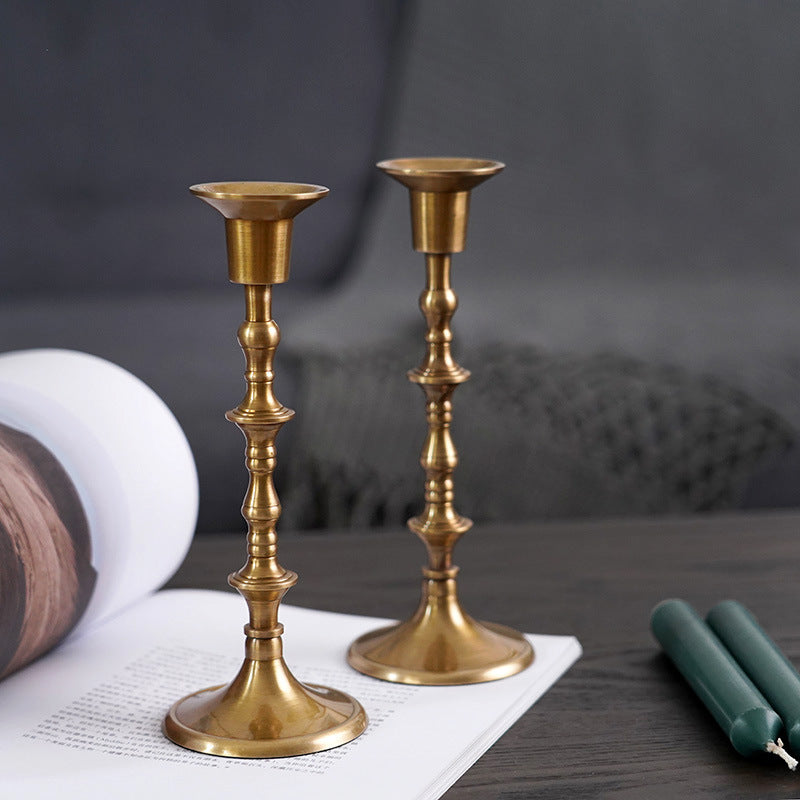 Vintage Distressed Brass Decorative Candle Holder