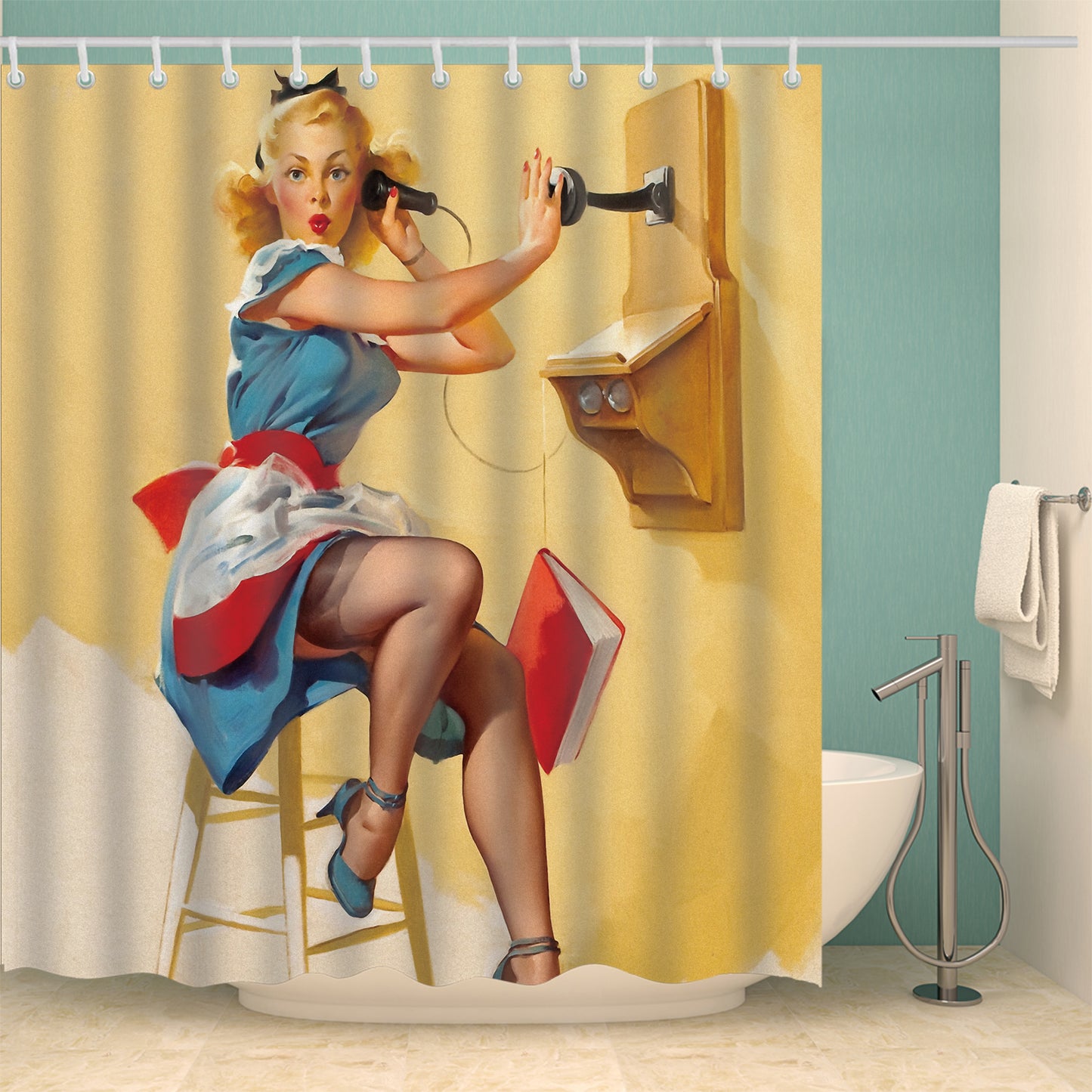 Vintage Vogue: Retro Women Shower Curtain