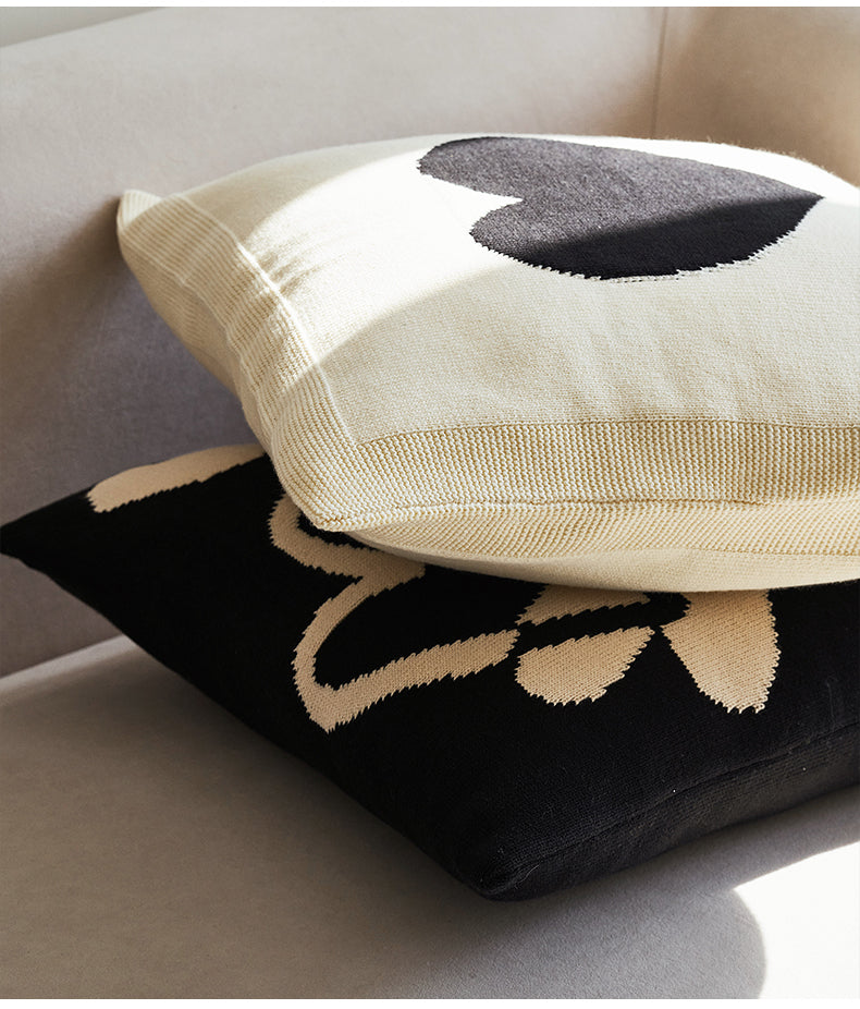 Monochrome Comfort: Cute Black and White Nordic Style Sofa Cushion