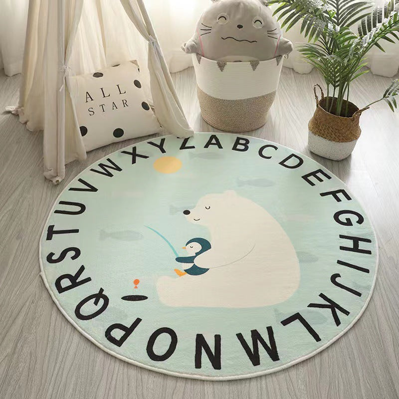 Playful Animal Round Cashmere-like Rug