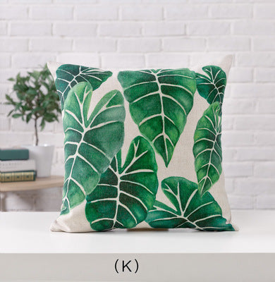 Tropical Verde Embrace Hand-Painted Pillowcase