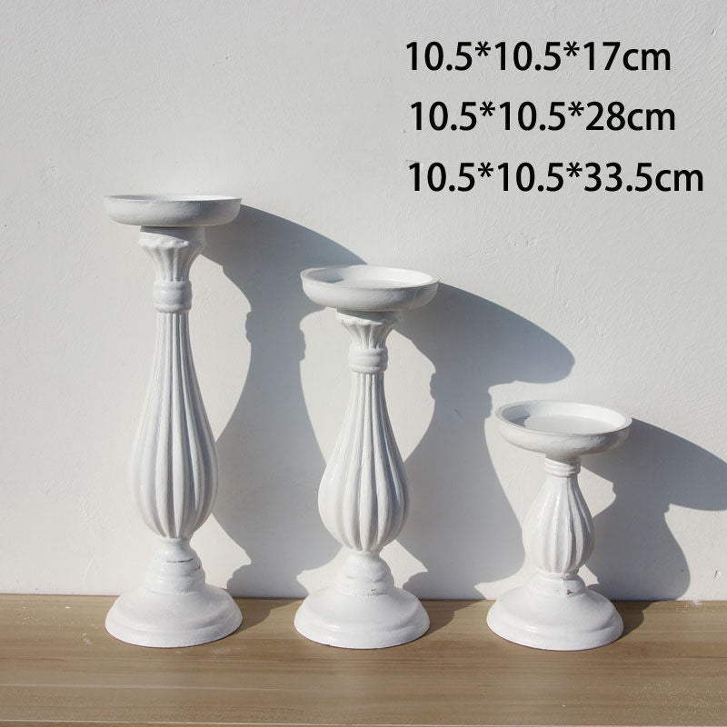 White Wooden Candle Holder