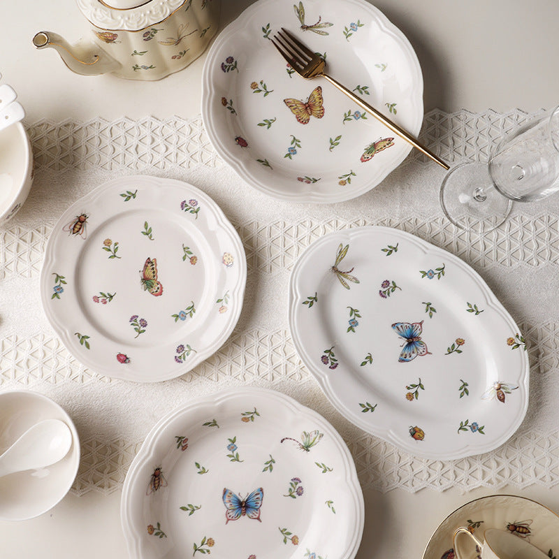 Fluttering Wings: Vintage Ceramic Tableware Set