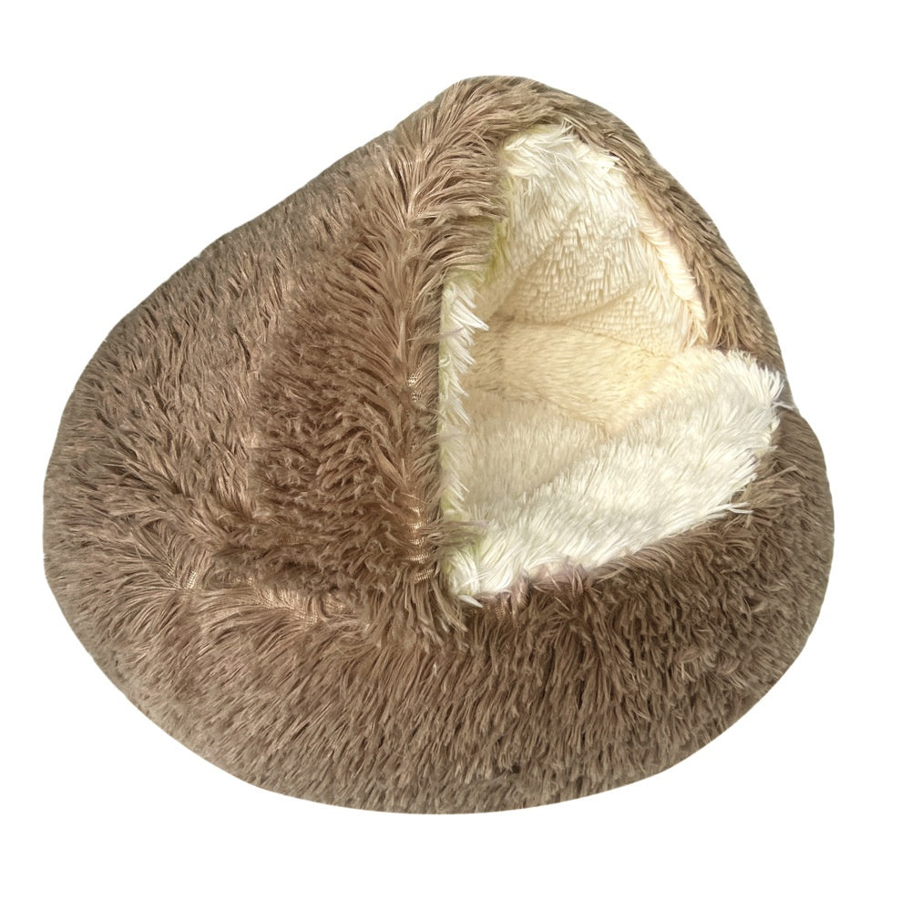 Cozy Cove Pet Retreat: Semi-Enclosed Fluffy Pet Bed