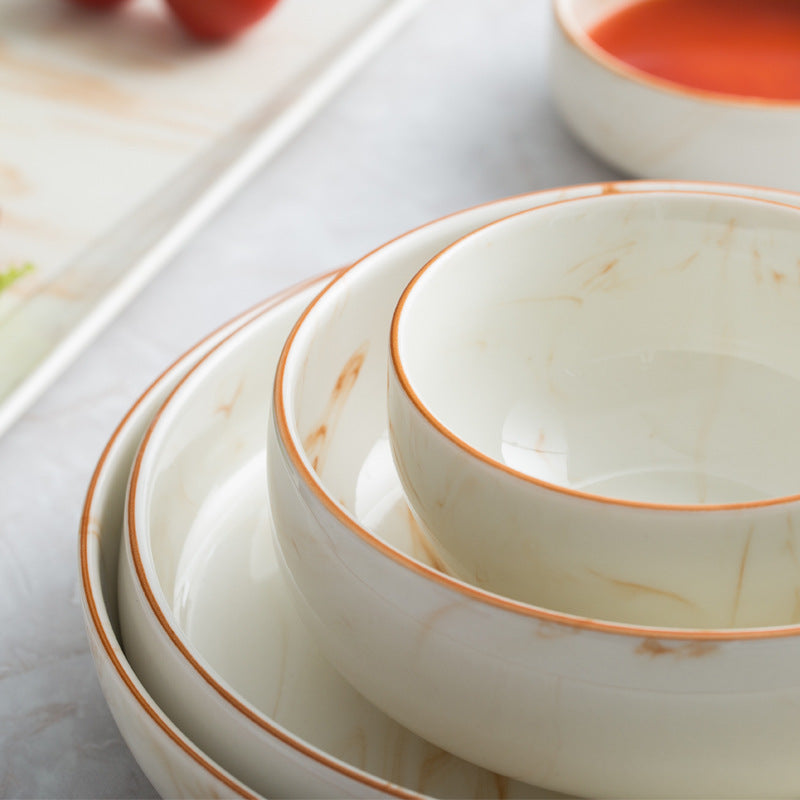 Earthen Elegance Marbled Ceramic Dinnerware