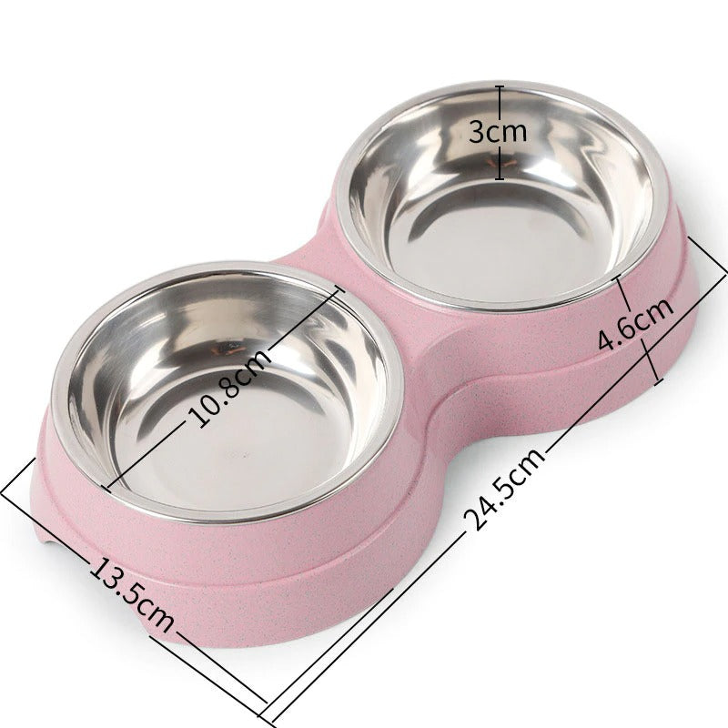 Coloured Double Pet Food Bowl