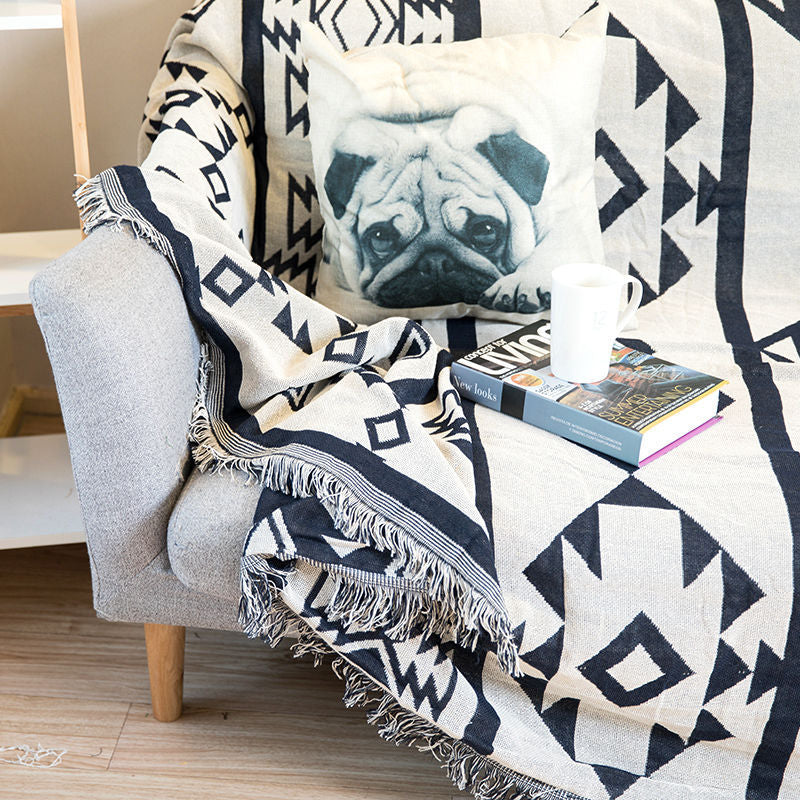 Geo Comfort: Geometric Cotton Blanket Throw