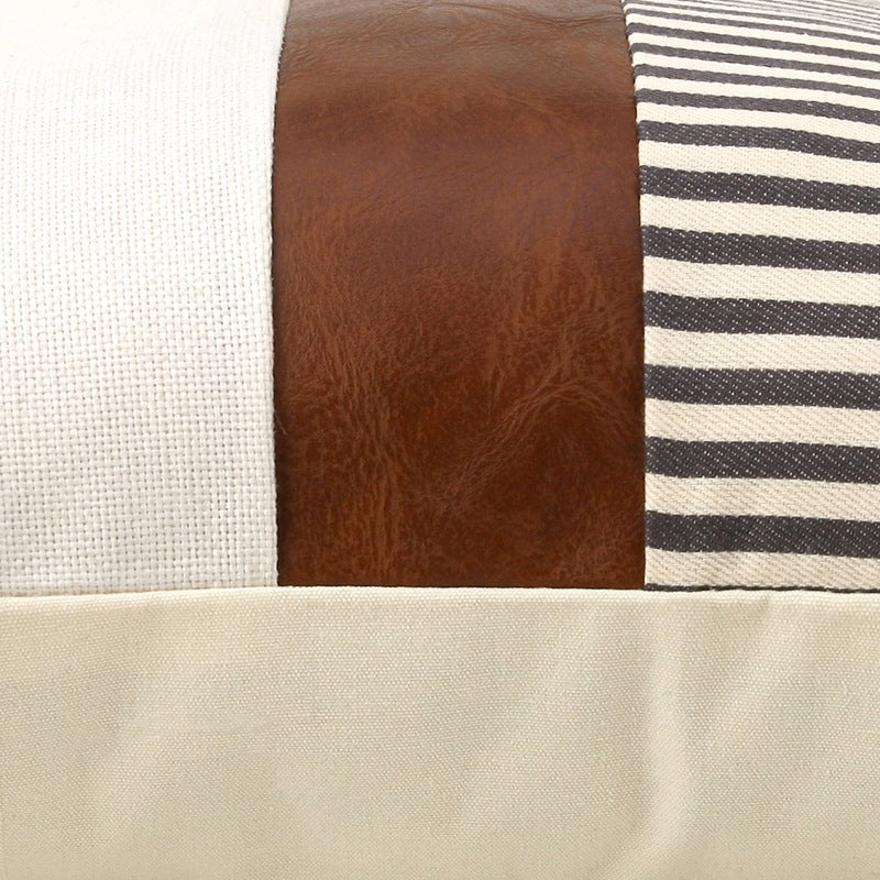 Stripe Lux Leather Cushion Cover