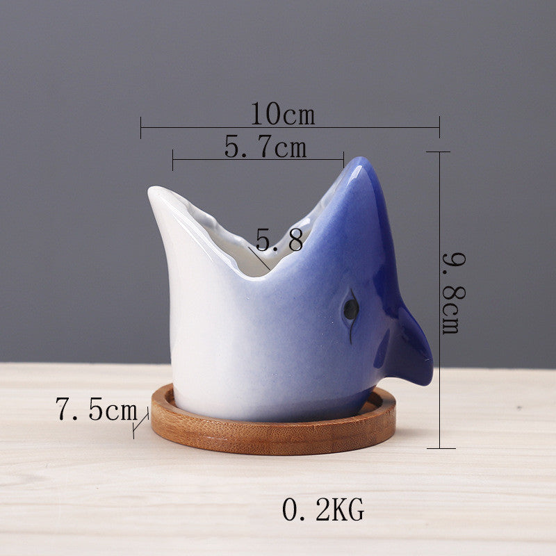 shark plant pot Ocean's Guardian: Shark-Shaped Plant Pot
