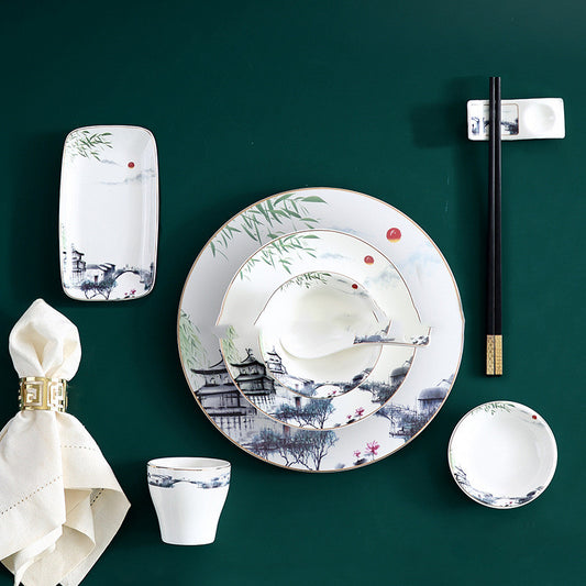 Vintage Elegance: Eight-Piece Tableware Set