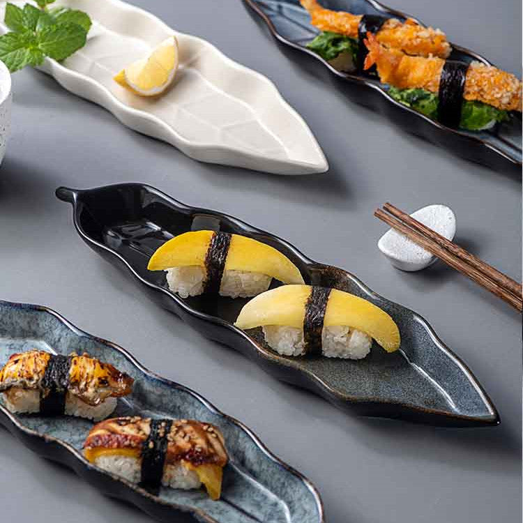 Nature's Glow: Leaf-Shaped Sushi Dish