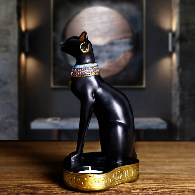 Pharaoh's Feline: Egyptian Cat Candle Holder