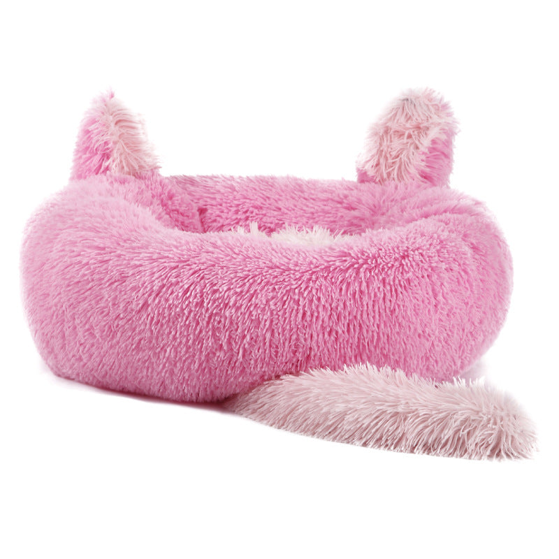 Whisker Haven Cozy Cat Themed Pet Bed