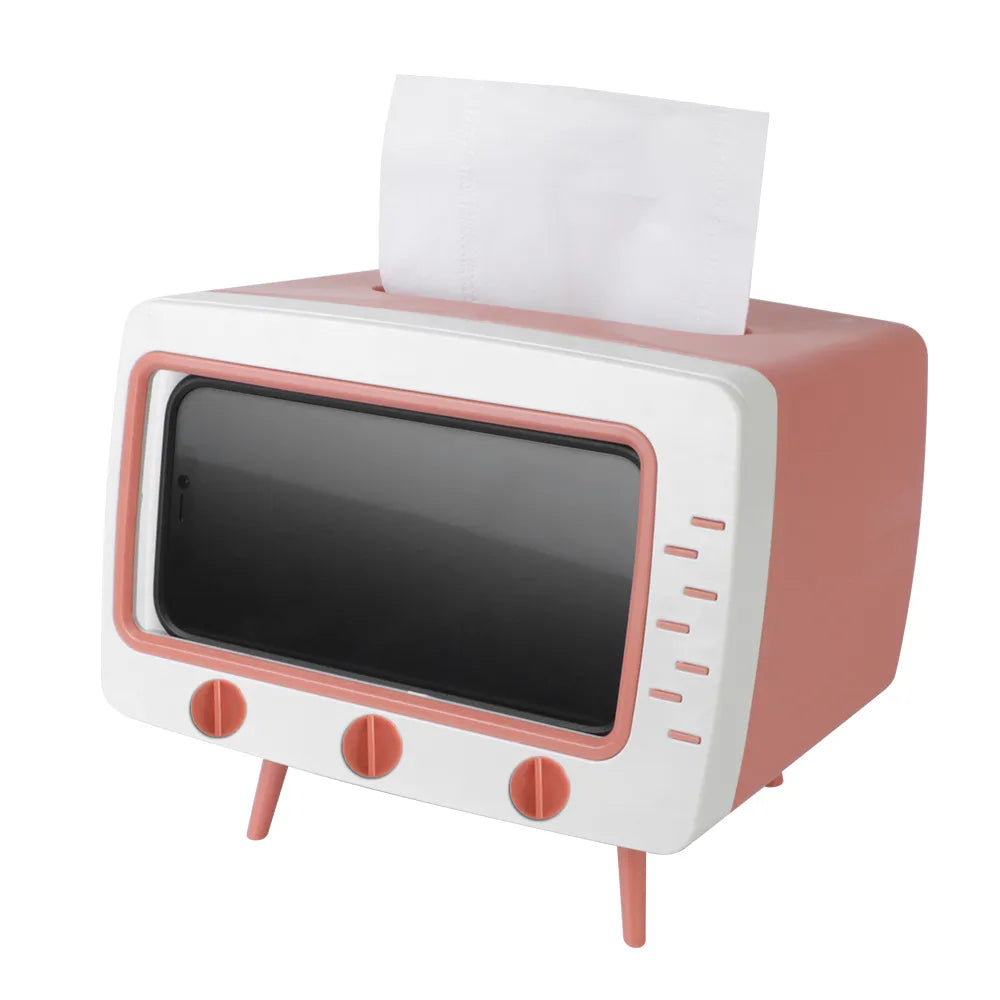 Retro TV Multifunctional Tissue Box & Phone Holder