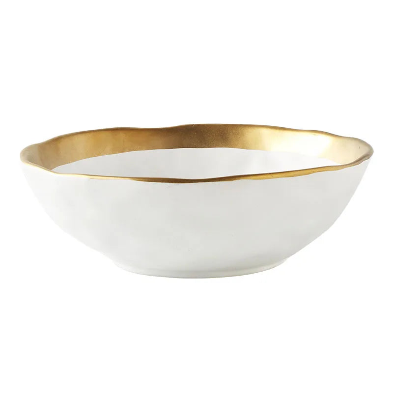 Opulent Elegance: Gold-Rimmed Monochrome Dinnerware