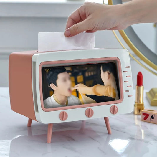 Retro TV Multifunctional Tissue Box & Phone Holder