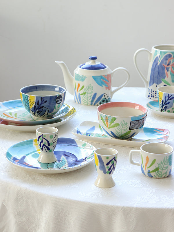 Aquarelle Bliss: Hand Painted Porcelain Tableware