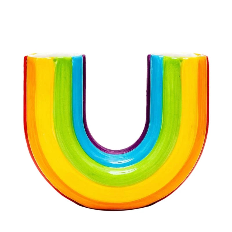 Radiant Rainbow U-Shaped Vase