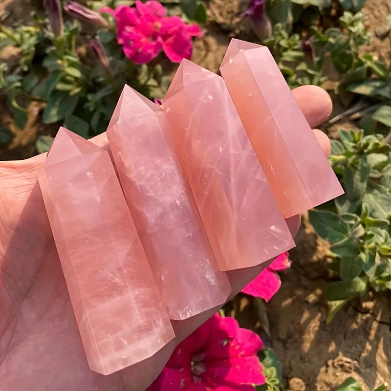 Rose Quartz Natural Crystal Tower