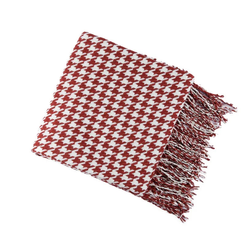 Houndstooth Pattern Knitted Throw