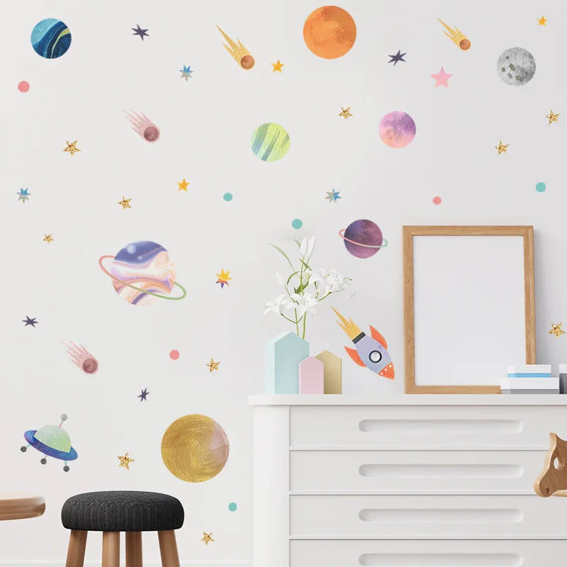 Stellar Adventures: Rocket and Star Wall Sticker Set