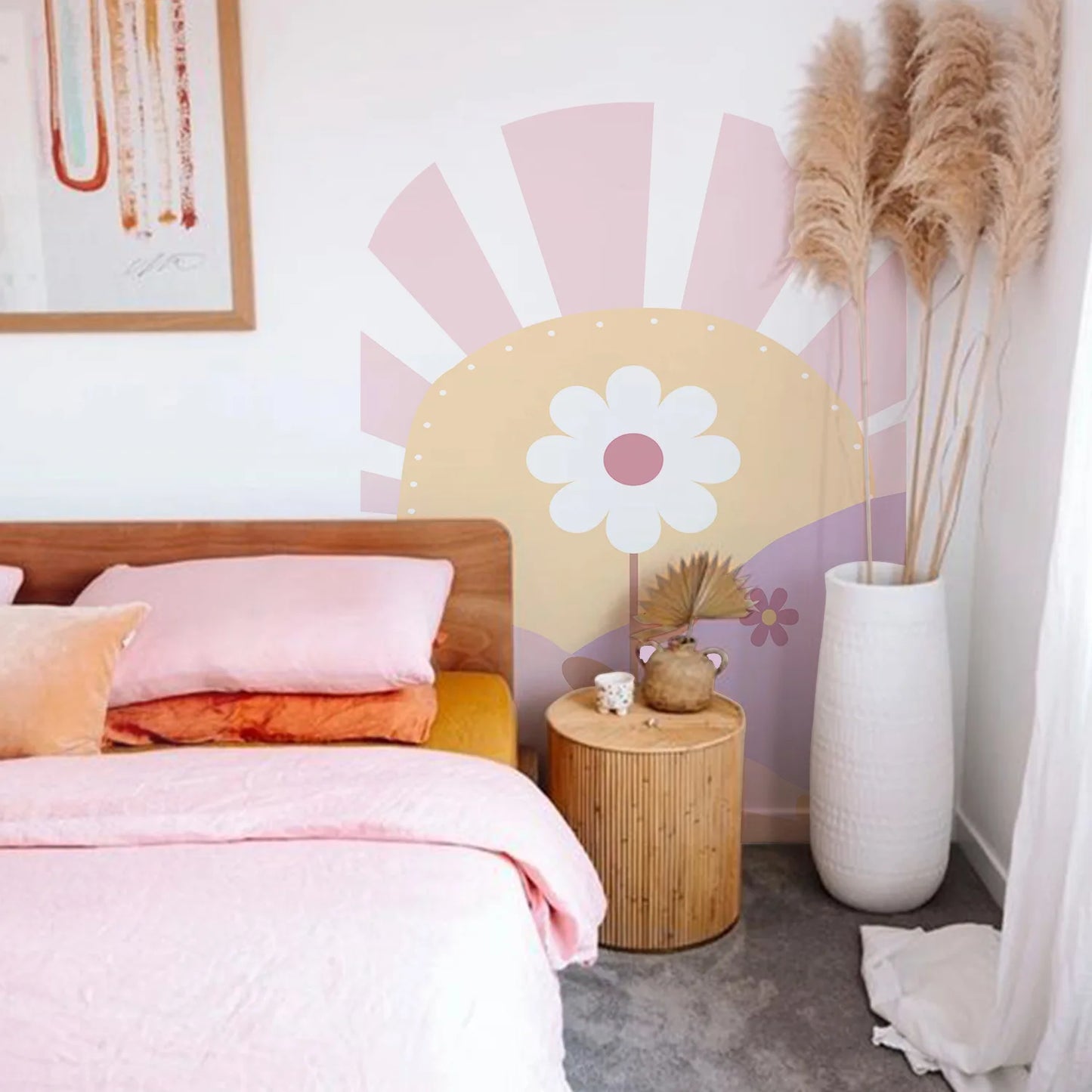 Pink Arch Daisy Self-Adhesive Wall Decals