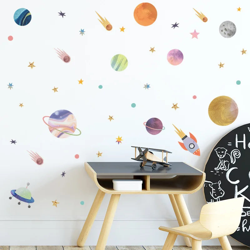 Stellar Adventures: Rocket and Star Wall Sticker Set