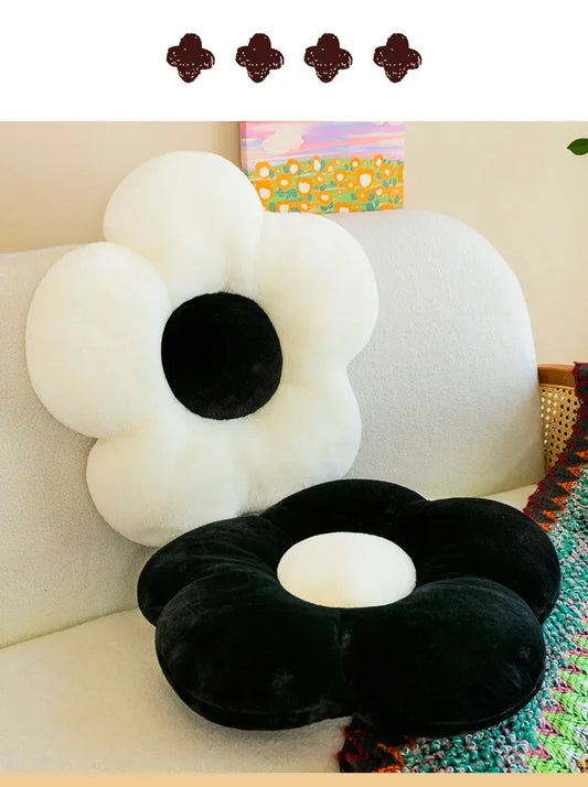 Monochrome Bloom Decorative Cushion