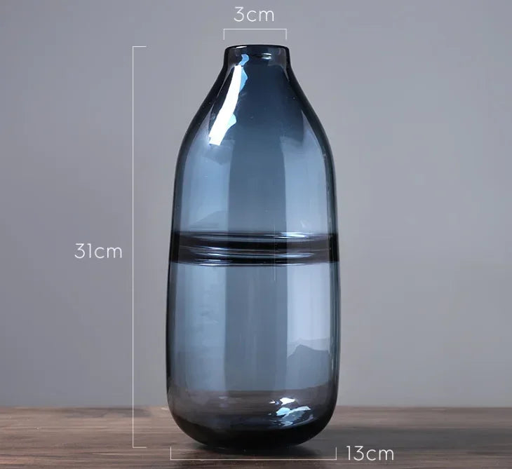 Minimalist Blue Black Glass Vase