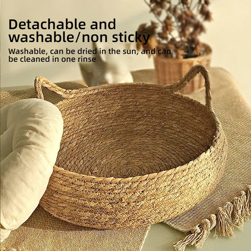 Rattan Retreat: Handwoven Cat Bed