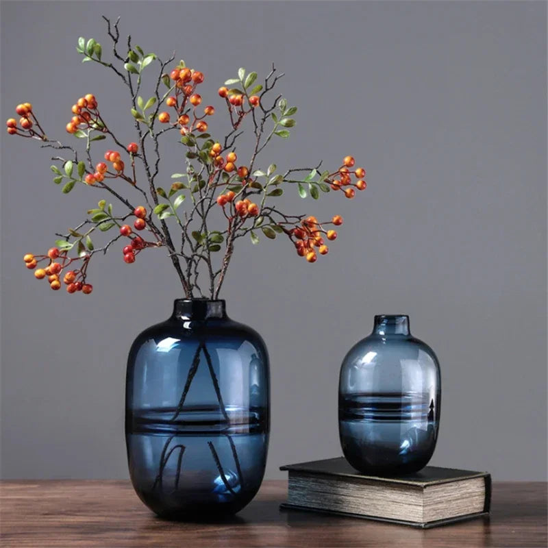 Minimalist Blue Black Glass Vase