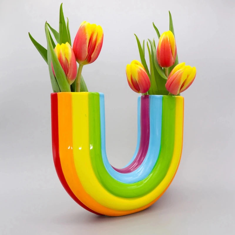 Radiant Rainbow U-Shaped Vase