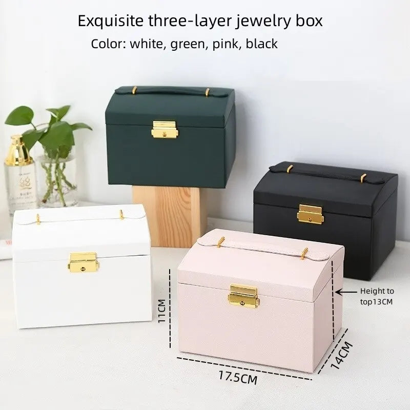 Triple Layer Leather Drawer Style Jewellery Box