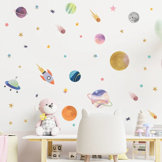 Stellar Adventures: Rocket and Star Wall Sticker Set