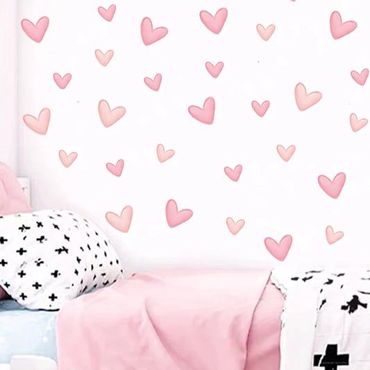 Soft Pink Heart Wall Stickers Set