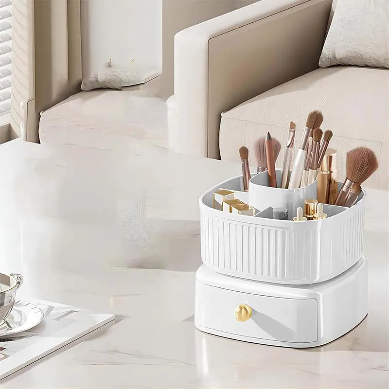 360° Glam Organizer: Makeup Brush Box with Drawer