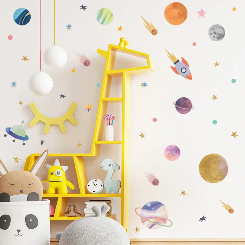 Stellar Adventures: Rocket and Star Wall Sticker Set