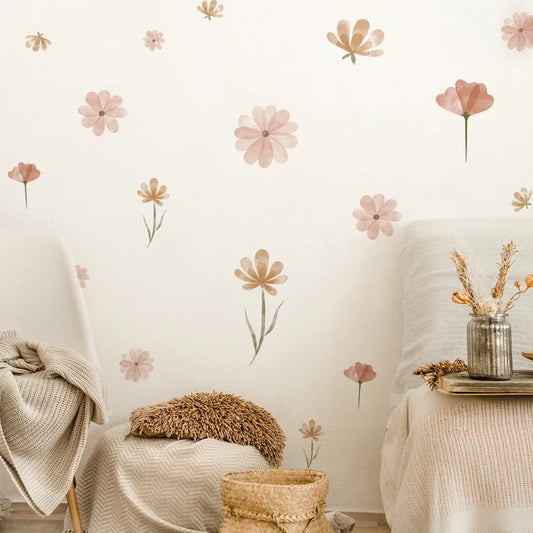 Boho Flowers Watercolour Wall Stickers