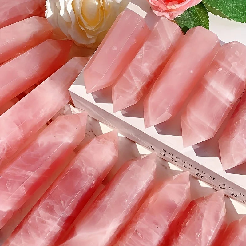 Rose Quartz Natural Crystal Tower