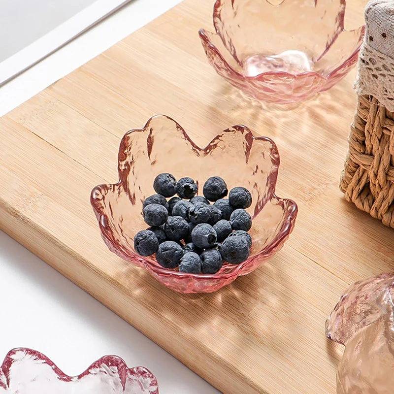 Elegant Pink Flower-Shaped Bowls with Gold Inlay