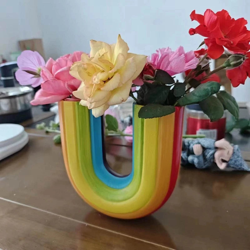 Radiant Rainbow U-Shaped Vase