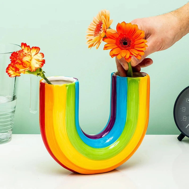 Radiant Rainbow U-Shaped Vase