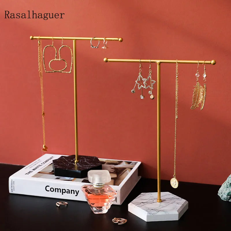 Golden Treasures: T-Shaped Jewellery Display Stand