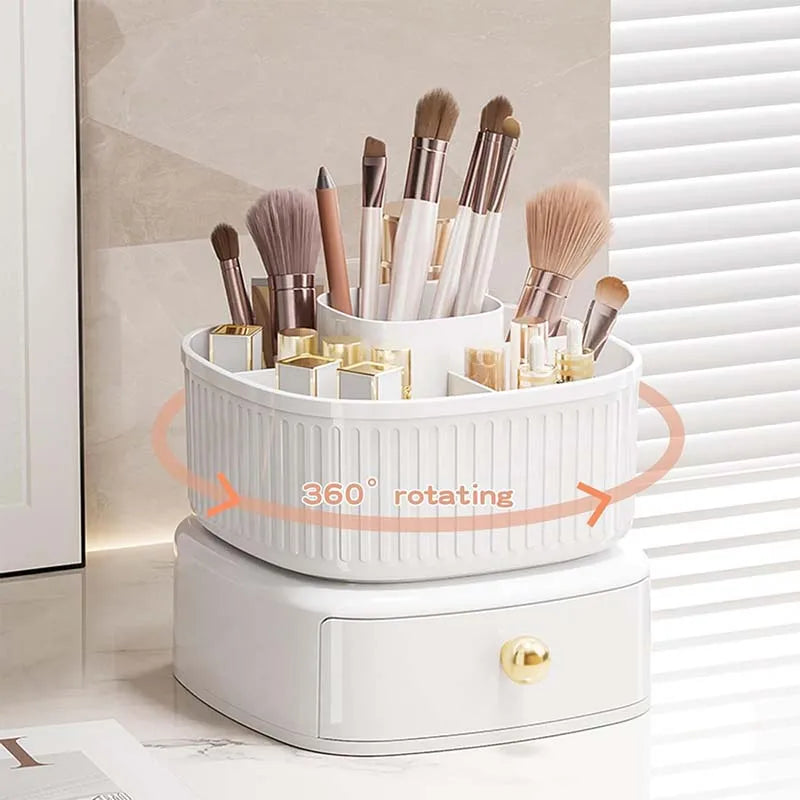 360° Glam Organizer: Makeup Brush Box with Drawer