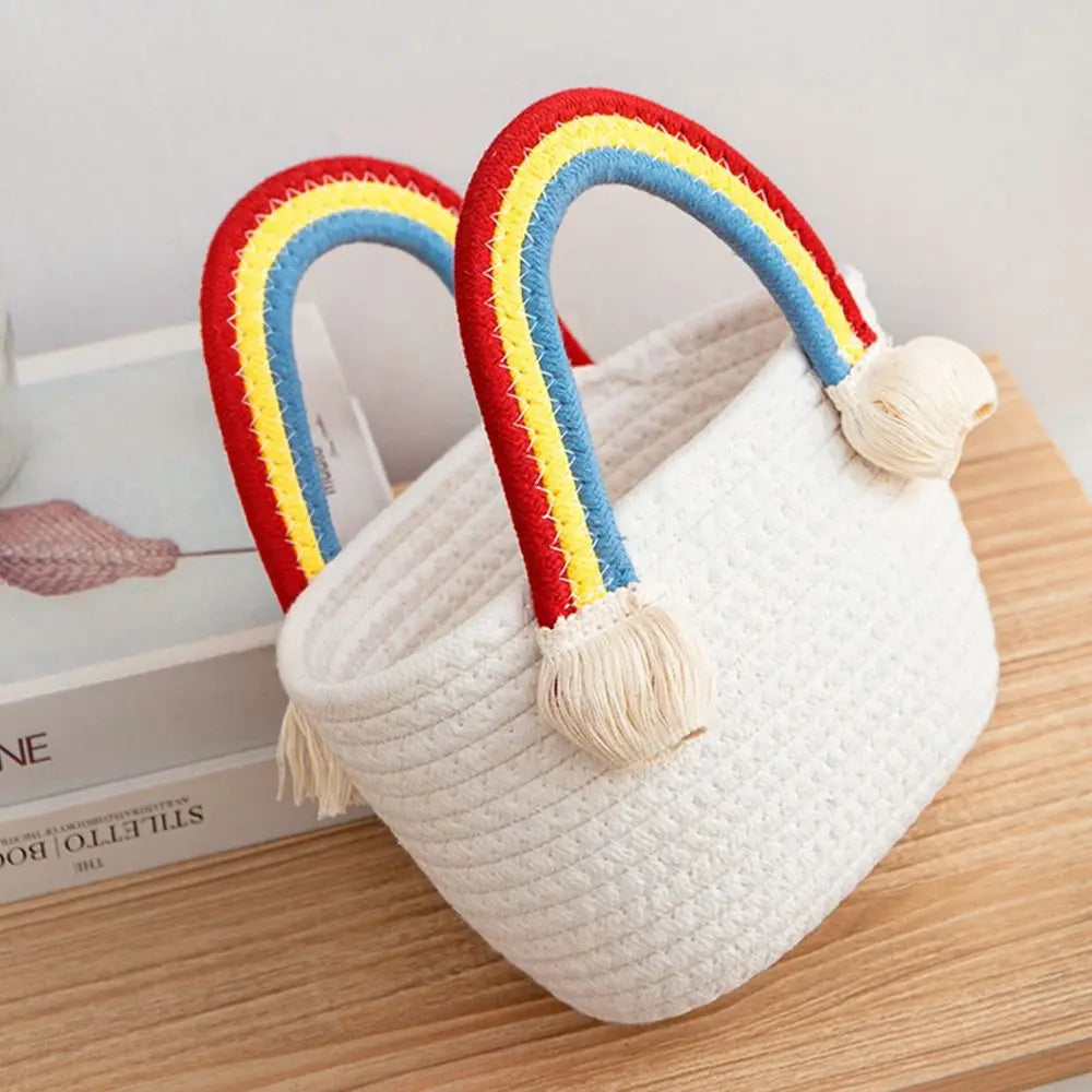 Rainbow Handles Woven Storage Basket