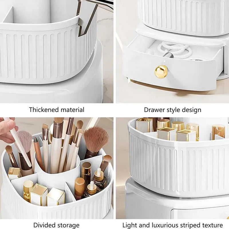 360° Glam Organizer: Makeup Brush Box with Drawer