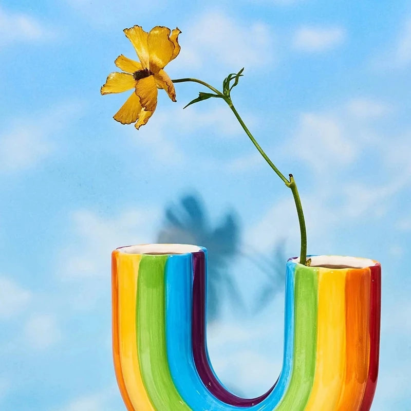 Radiant Rainbow U-Shaped Vase