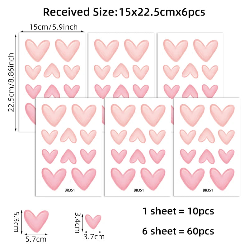 Soft Pink Heart Wall Stickers Set