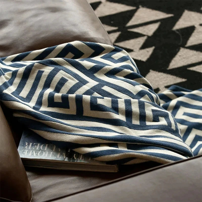 Nordic Geometric Jacquard Knitted Throw